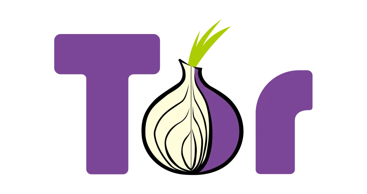 Logo Tor, czyli the onion router, z literą T, przekrojoną cebulą i literą r.