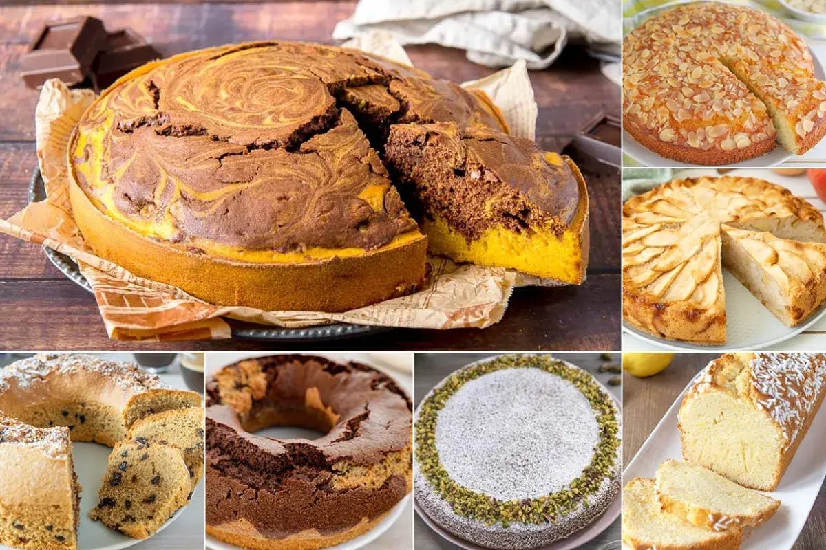 Varie torte per colazione: margherita, mele, mandorle, al cioccolato e al limone. Ideali per iniziare la giornata con dolcezza.