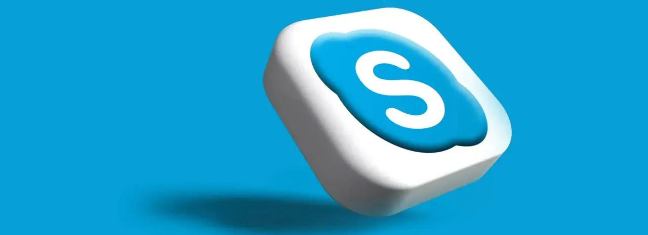 Ikona Skype na niebieskim tle. Użyj tej ikony do udostępnianie ekranu skype.