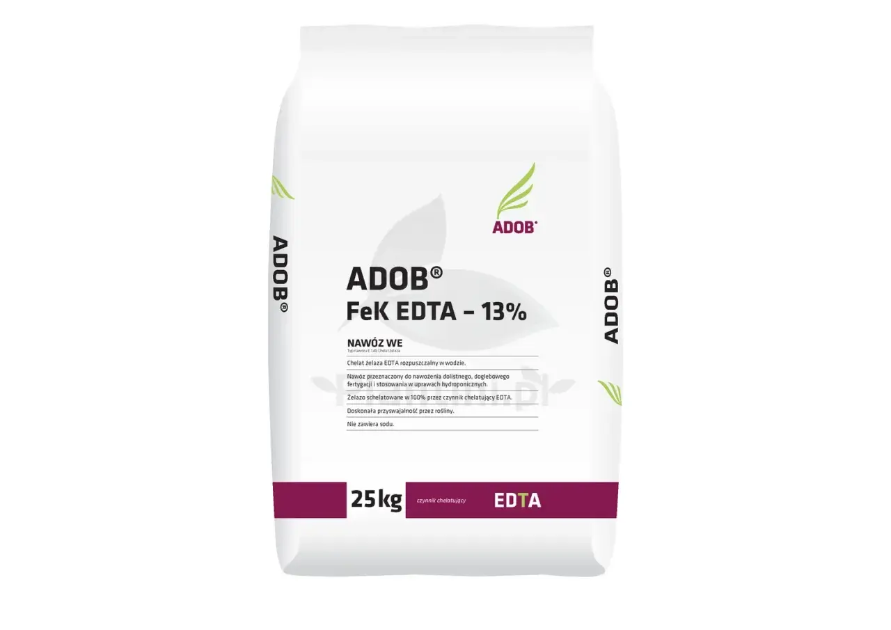 Worek nawozu ADOB® FeK EDTA 13% z naturalnym żelazem dla roślin, 25 kg.
