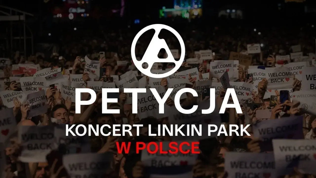 Petycja o koncert Linkin Park w Polsce. Tłum fanów z transparentami "Welcome Back".