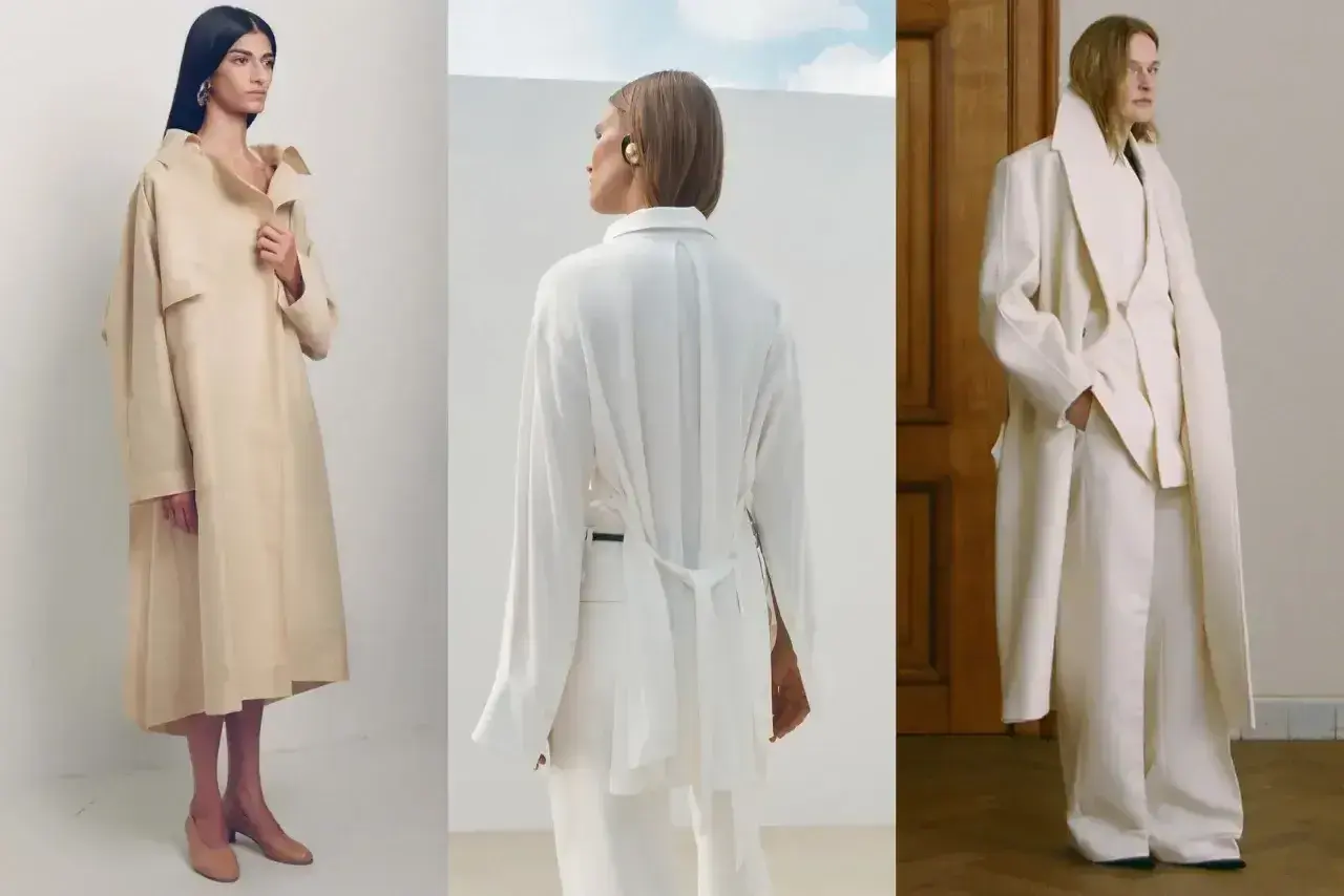 Trzy stylizacje w stonowanych kolorach, uosabiające quiet luxury. Luźne kroje, subtelne detale i wysokiej jakości tkaniny tworzą elegancki, ponadczasowy look.