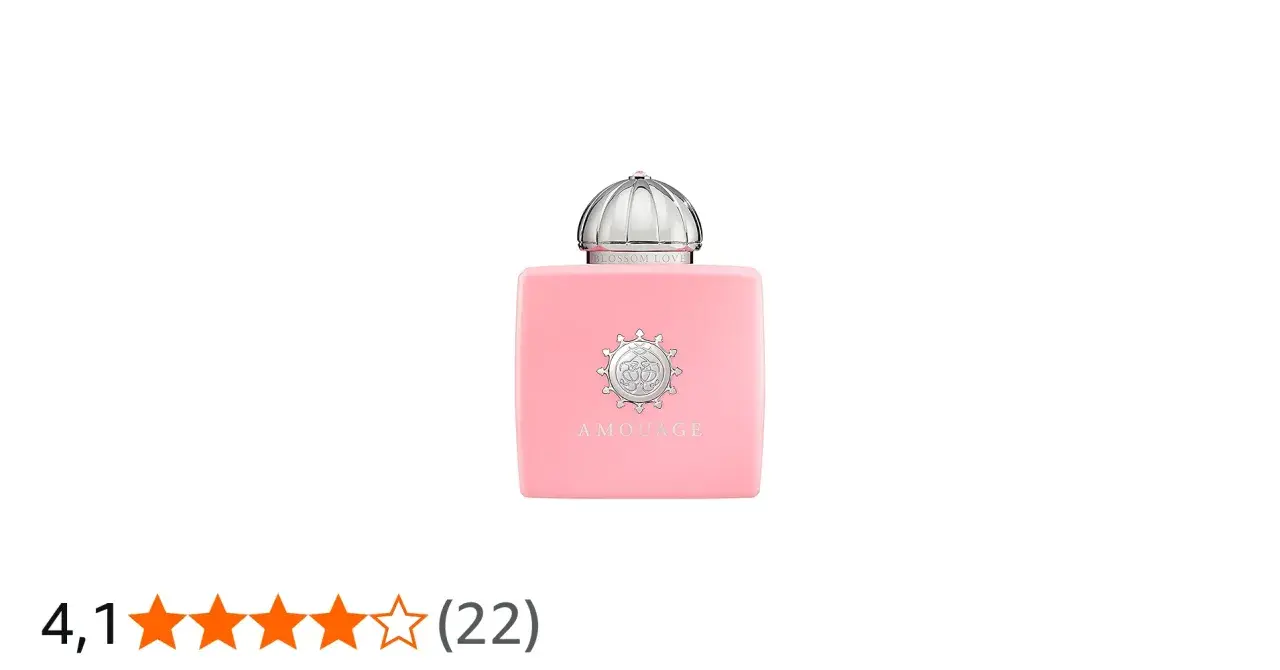 Różowy flakonik perfum Amouage Blossom Love, symbol kwitnącej miłości.