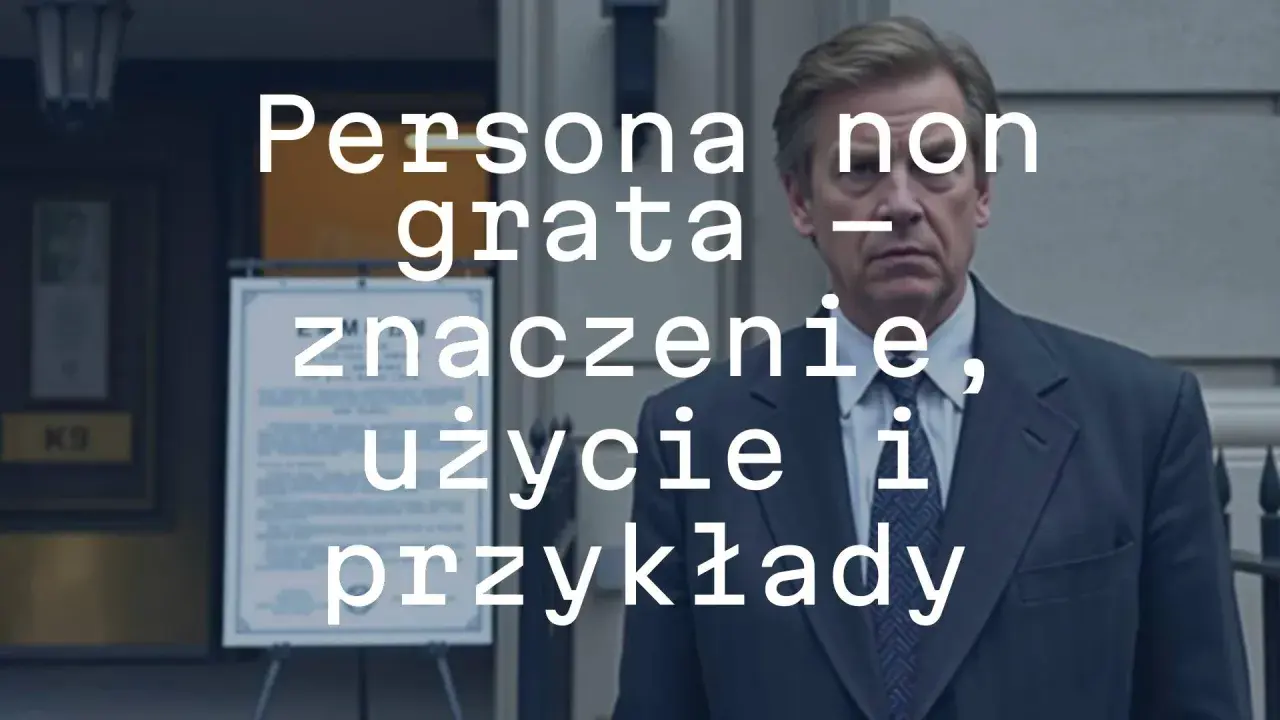 Mężczyzna w garniturze, tekst: Persona non grata – znaczenie, użycie i przykłady.