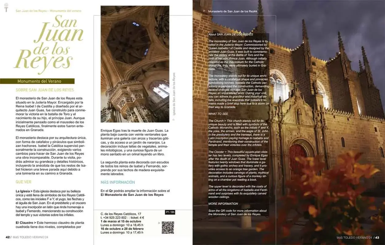 Fachada del Monasterio de San Juan de los Reyes, lugar de celebraciones y fiestas de molledo.