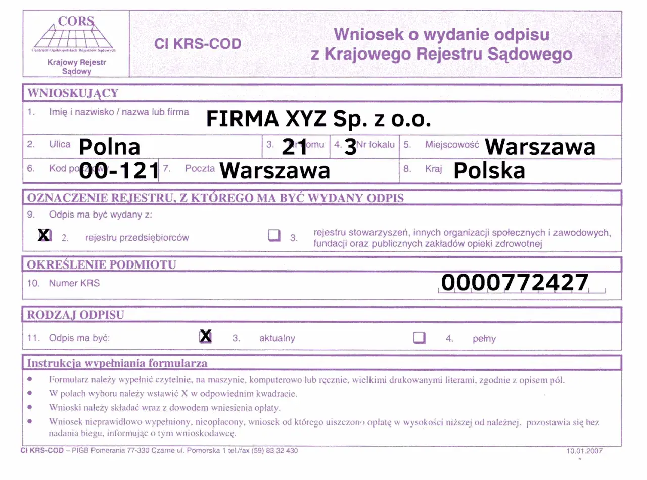 Prosty sposób na pobranie pełnego odpisu z KRS bez zbędnego czekania
