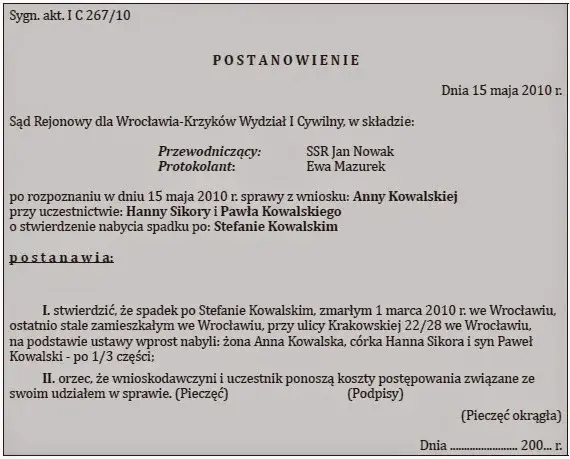 Komu przysługuje odpis postanowienia o stwierdzeniu nabycia spadku? Szybka pomoc prawna
