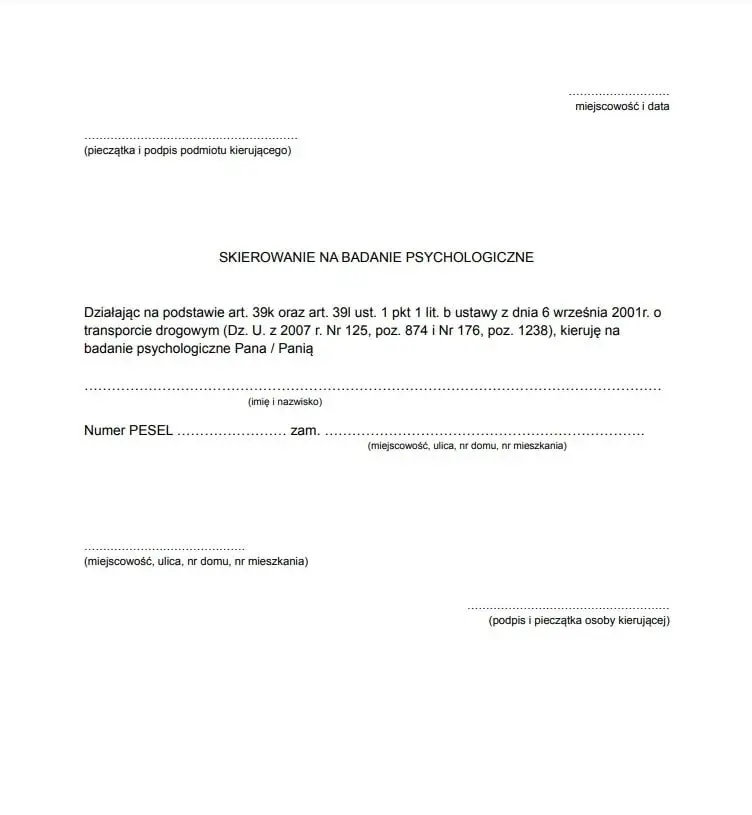 Kto może skierować kierowcę na badania psychologiczne i dlaczego to ważne?