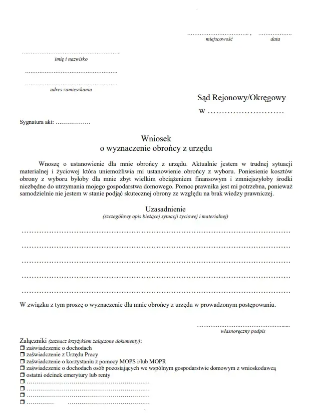 Jak napisać wniosek o adwokata z urzędu i uniknąć błędów?