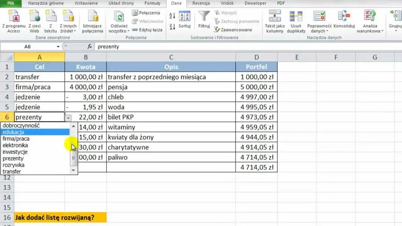 Jak wstawić listę rozwijaną w Excelu – proste kroki i wskazówki