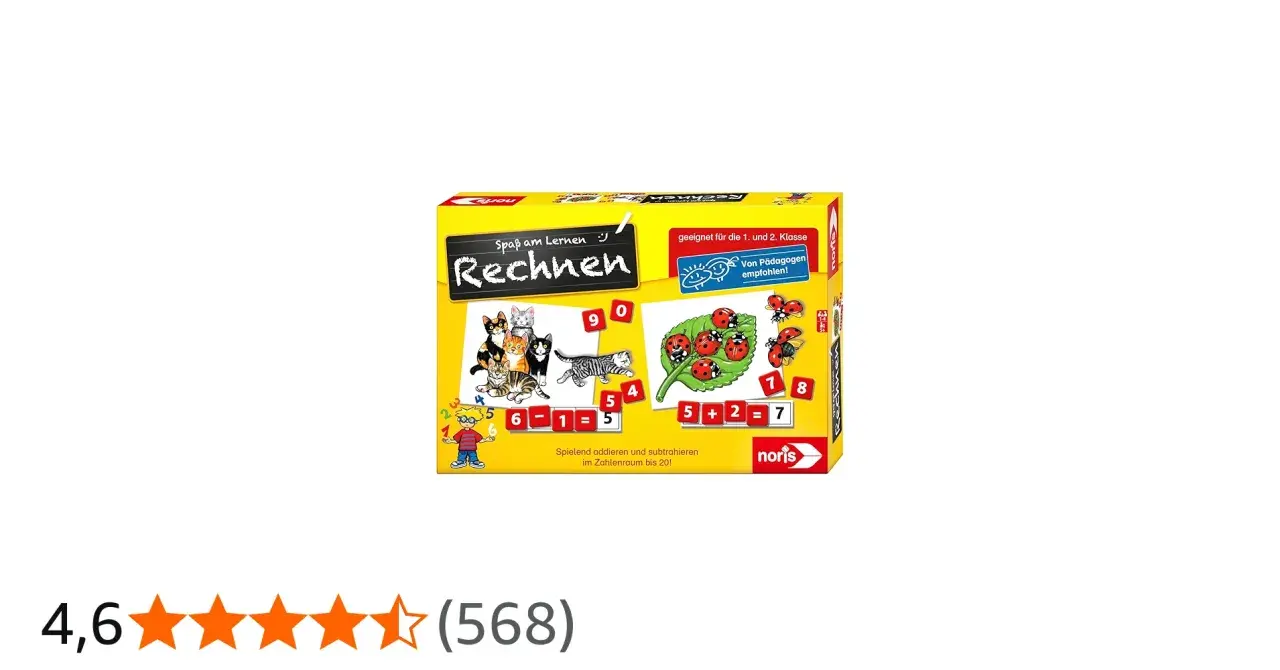 Spiel mit Zahlen: Lernspiel "Rechnen" mit Katzen und Marienkäfern für die 1. und 2. Klasse. Addieren und subtrahieren bis 20.