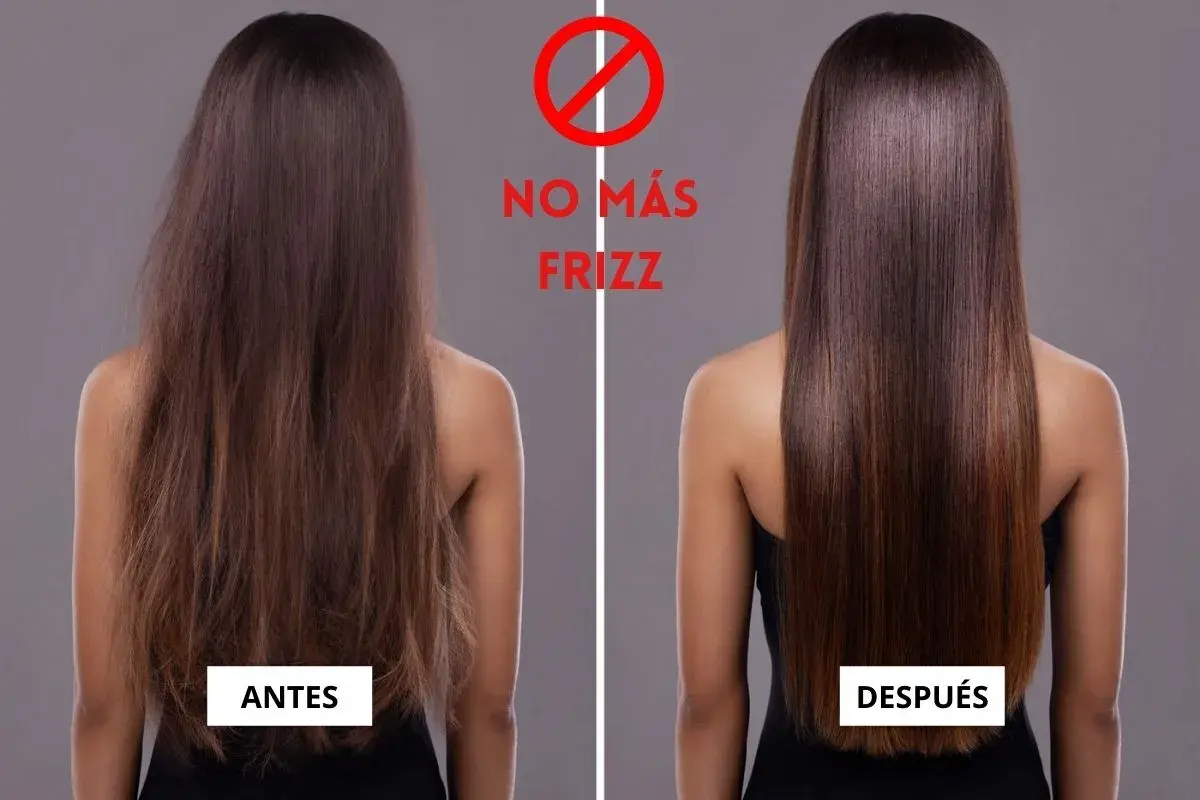 Antes y después: el pelo luce liso y sin frizz. ¡Adiós al encrespamiento!