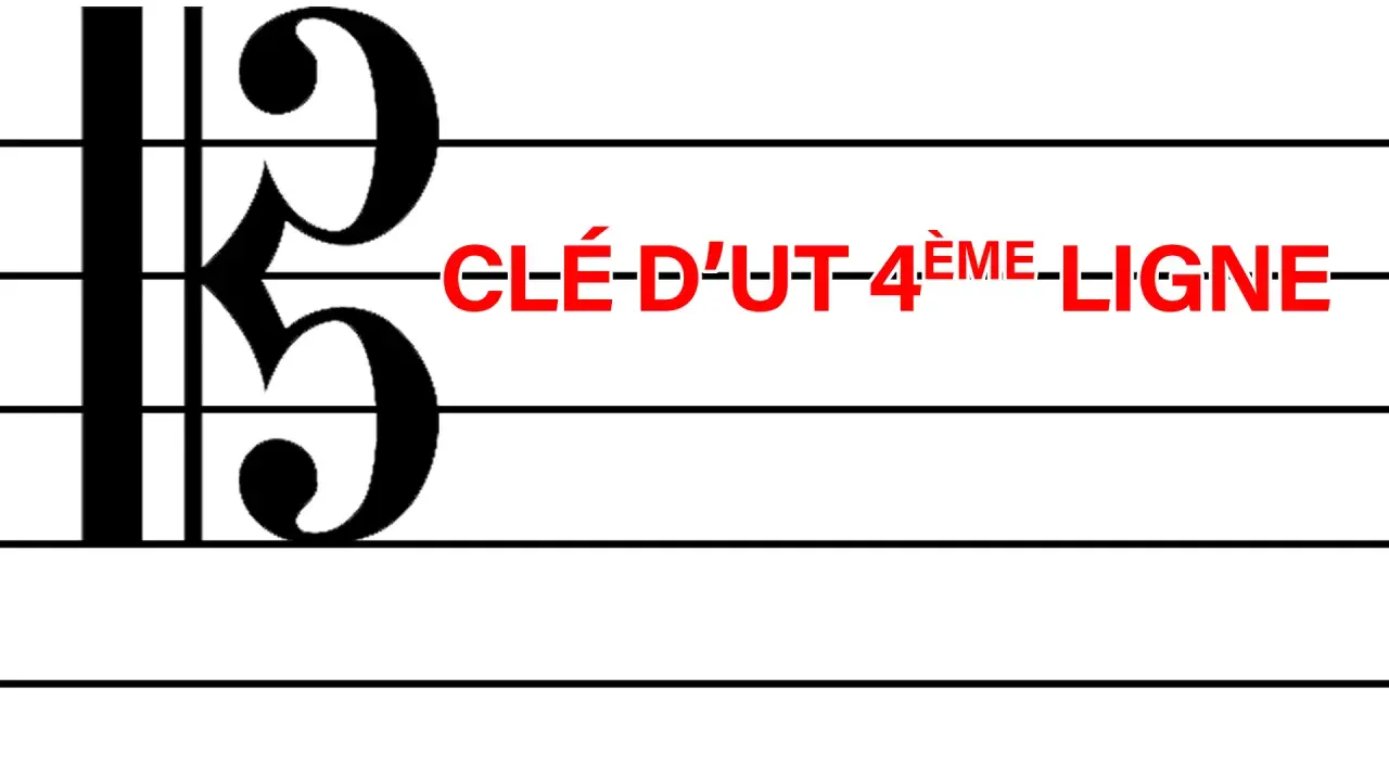 Clé d'ut 4ème ligne, symbole musical sur portée.