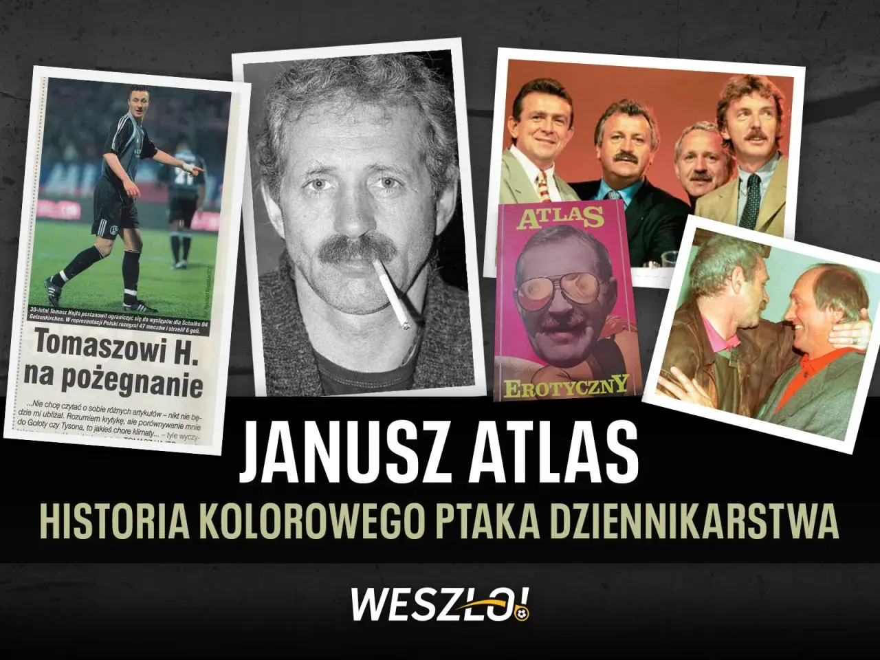Janusz Atlas, legenda dziennikarstwa sportowego, na okładce książki "Erotyczny". Obok zdjęcia Tomasza Hajto.
