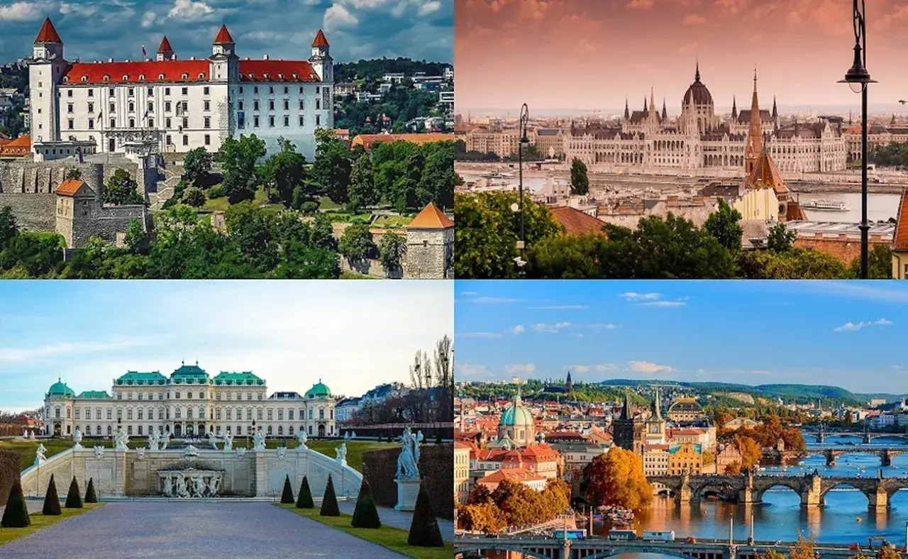 Bratysławski zamek, węgierski parlament, pałac w Wiedniu i praskie mosty – cztery piękne stolice Europy.