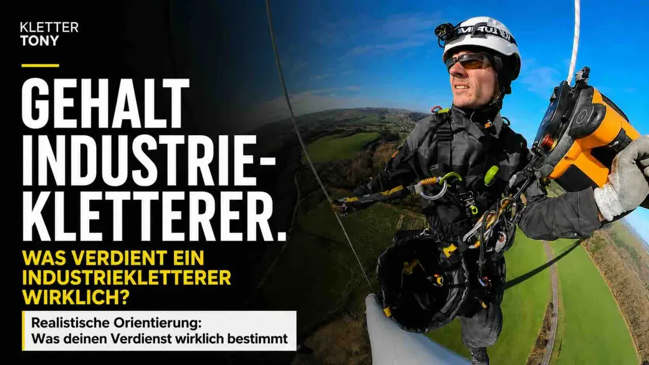 Industriekletterer in Aktion, mit Text über das Gehalt eines Industriekletterers. Realistische Orientierung: Was deinen Verdienst wirklich bestimmt.