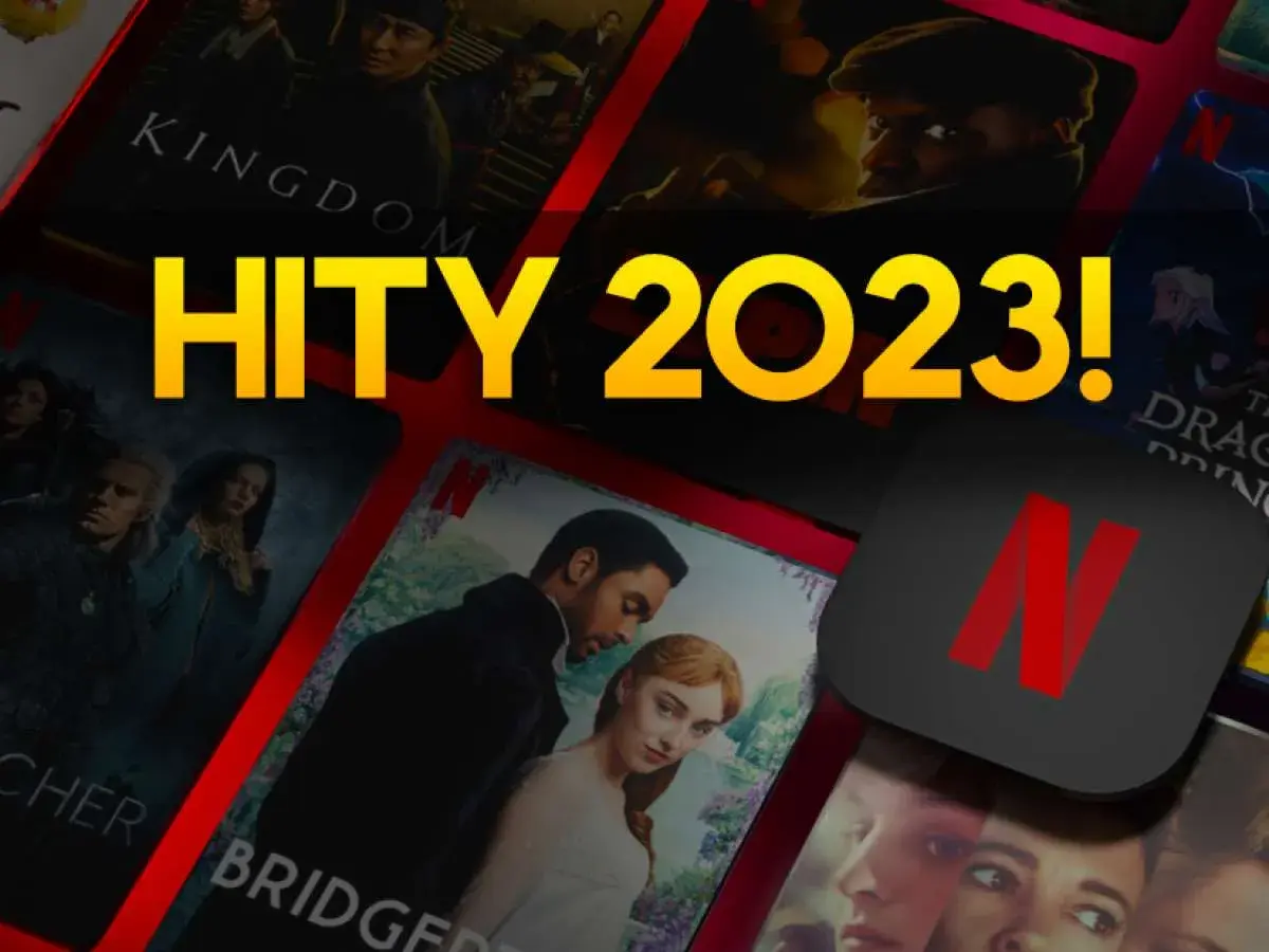 Plakaty filmów Netflix z napisem "HITY 2023!".