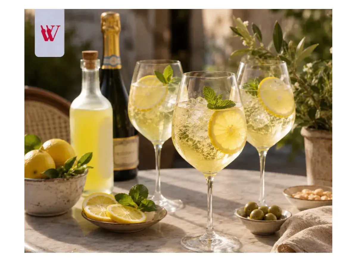 Orzeźwiający limoncello spritz z cytryną i miętą, idealny na letnie popołudnie.