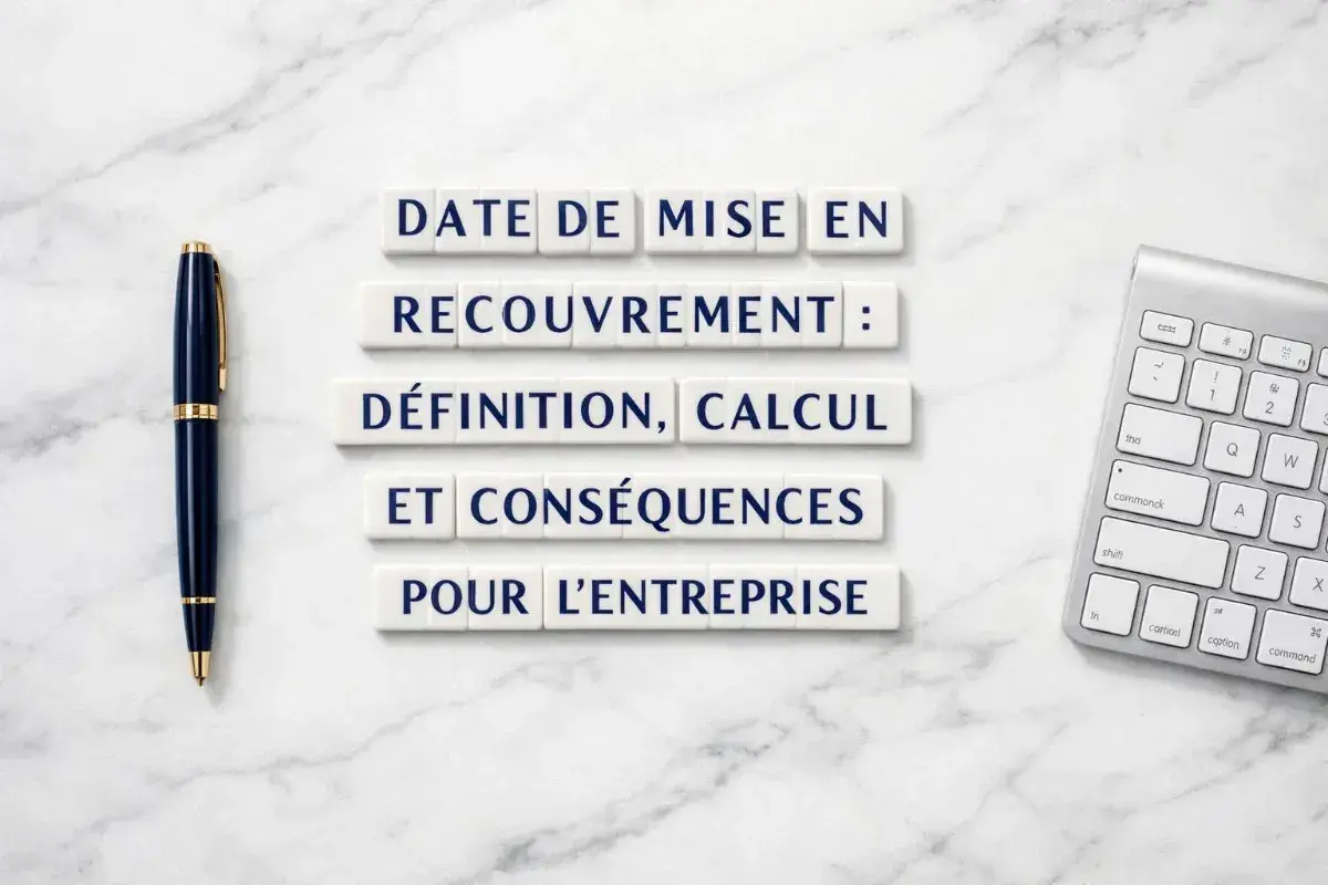 La date de mise en recouvrement : définition, calcul et conséquences pour l'entreprise. Un stylo et un clavier sont présents.