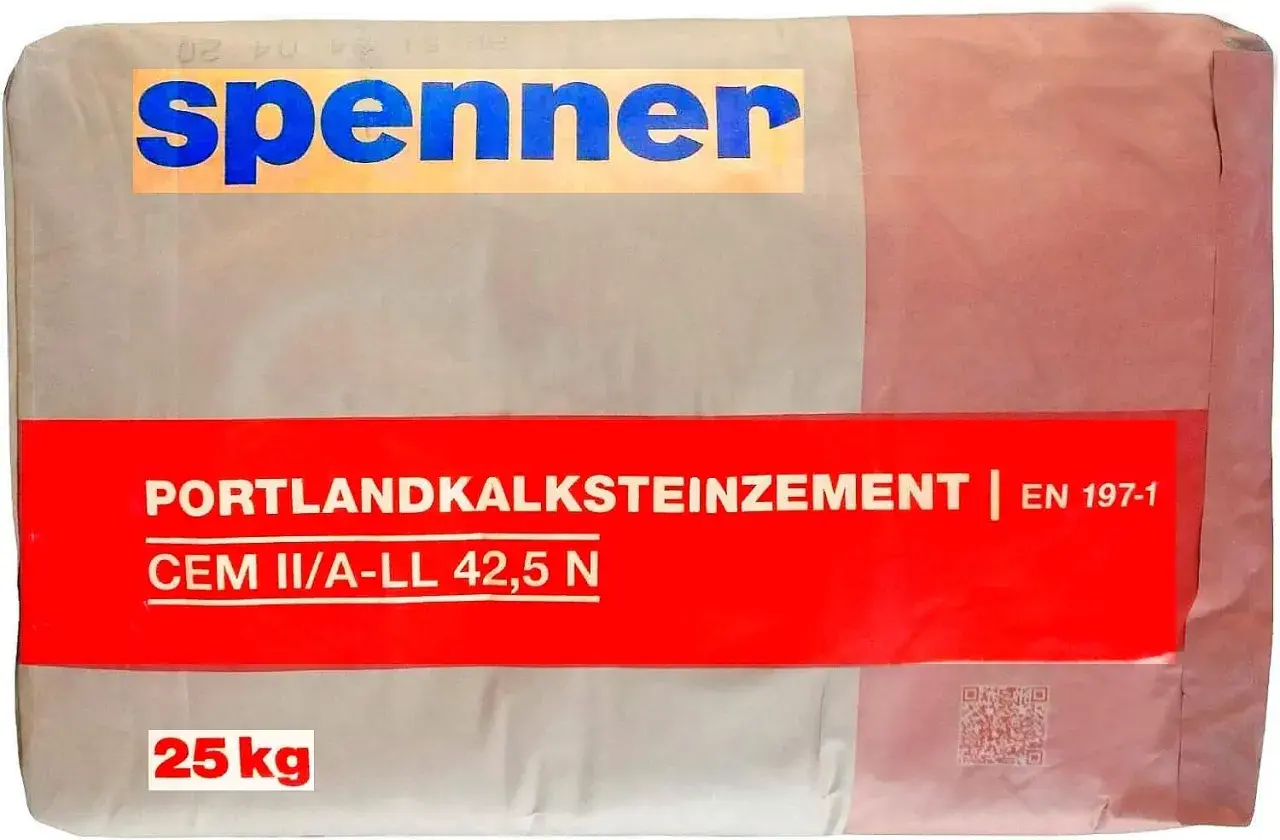 Sack Portlandkalksteinzement CEM II/A-LL 42,5 N von Spenner, 25 kg.