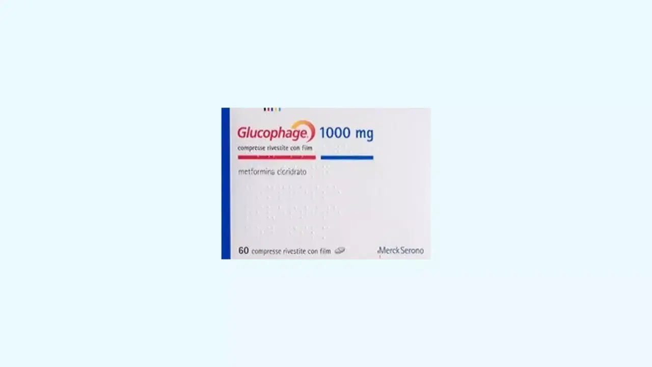 Opakowanie leku Glucophage XR 1000 mg, zawierające 60 tabletek powlekanych z metforminą.
