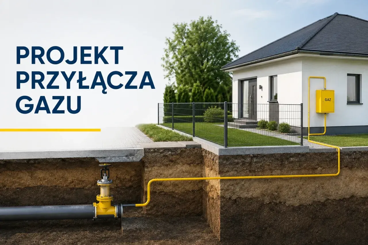 Projekt przyłącza gazu do domu. Dowiedz się, ile kosztuje przyłącze gazu i jak przebiega instalacja pod ziemią.