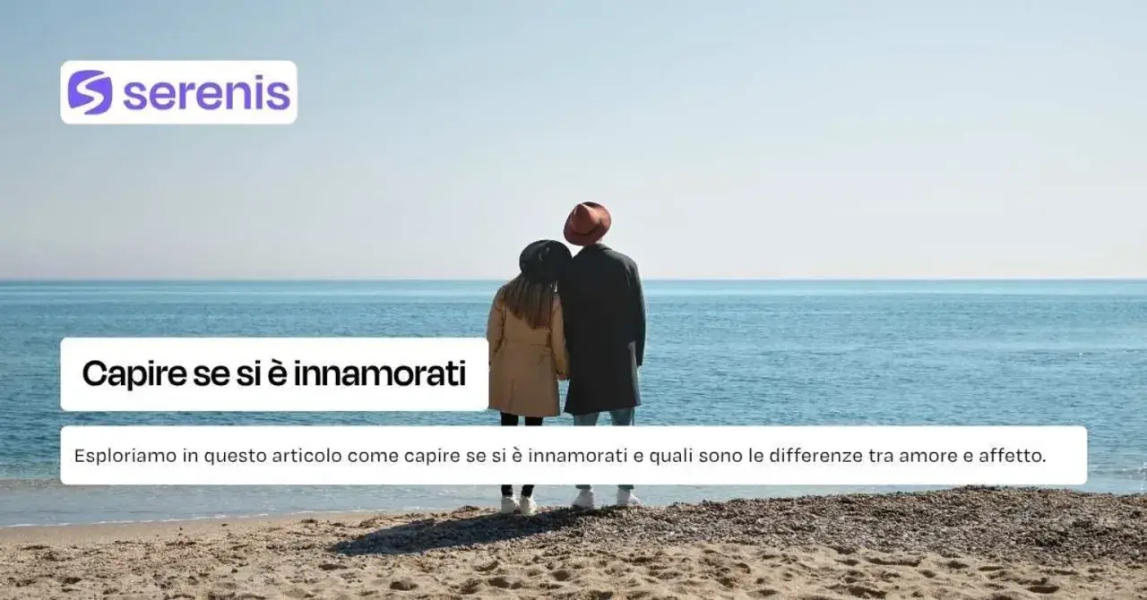 Coppia sulla spiaggia, esplorando i sintomi innamoramento maschile e le differenze tra amore e affetto.