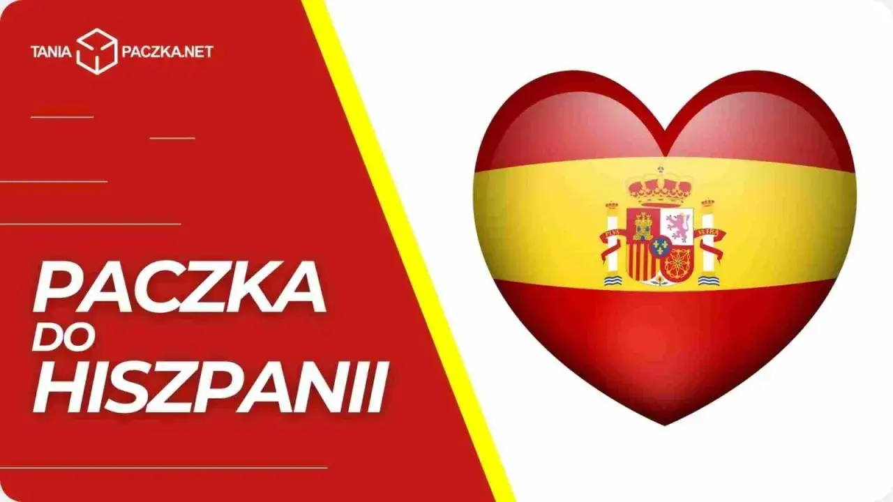 Serce w barwach Hiszpanii symbolizuje paczkę do Hiszpanii. TANIA PACZKA.NET.
