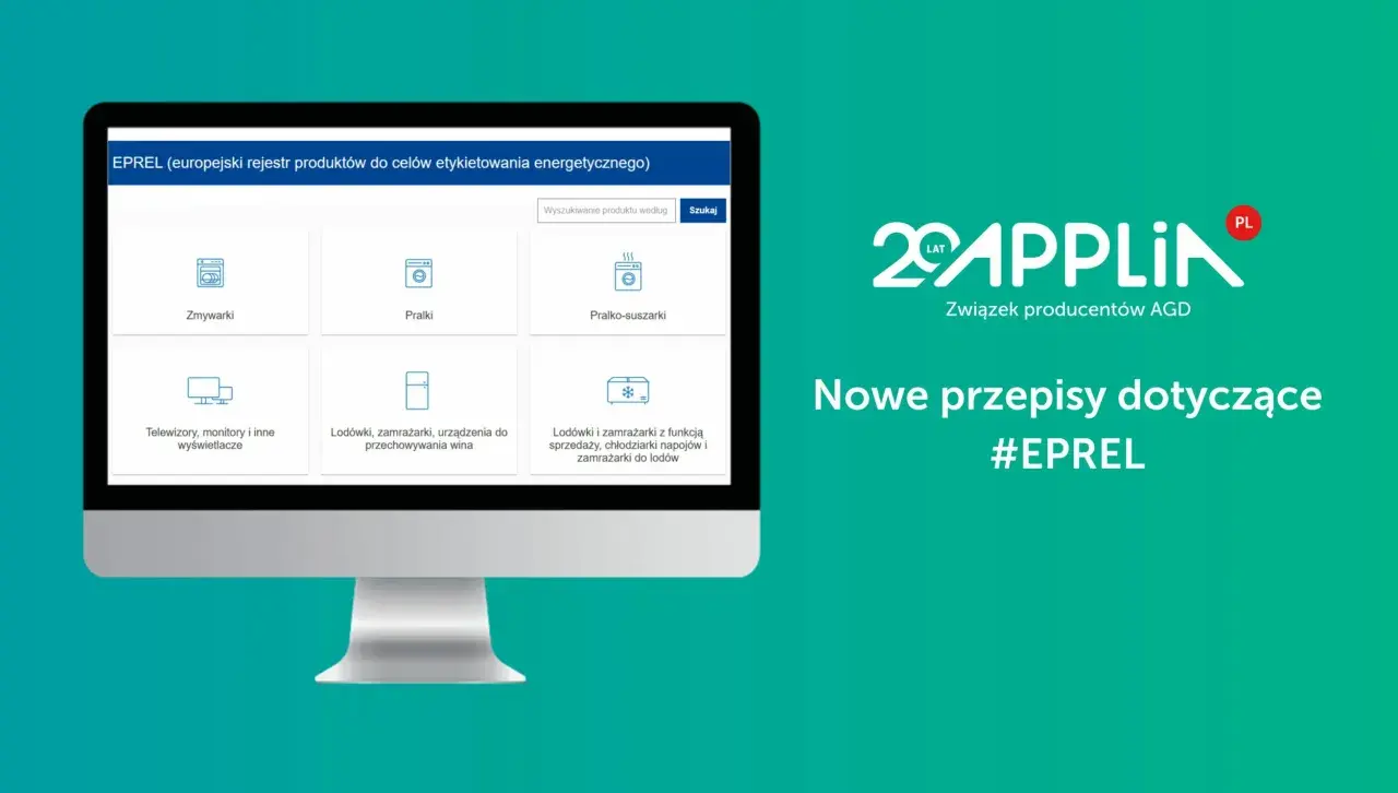Baza EPREL prezentuje kategorie urządzeń AGD, takie jak pralki, lodówki i telewizory.