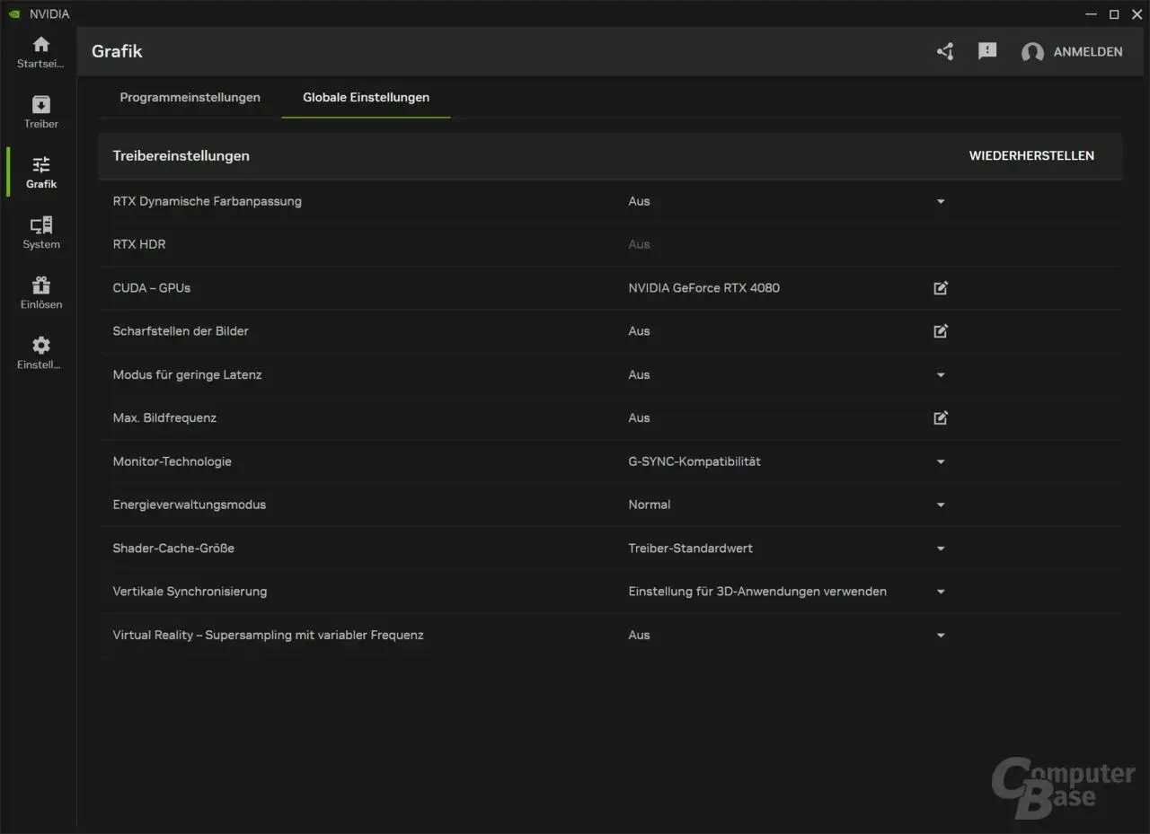 NVIDIA Control Panel: Globale Grafikeinstellungen für RTX 4080, G-SYNC und mehr.