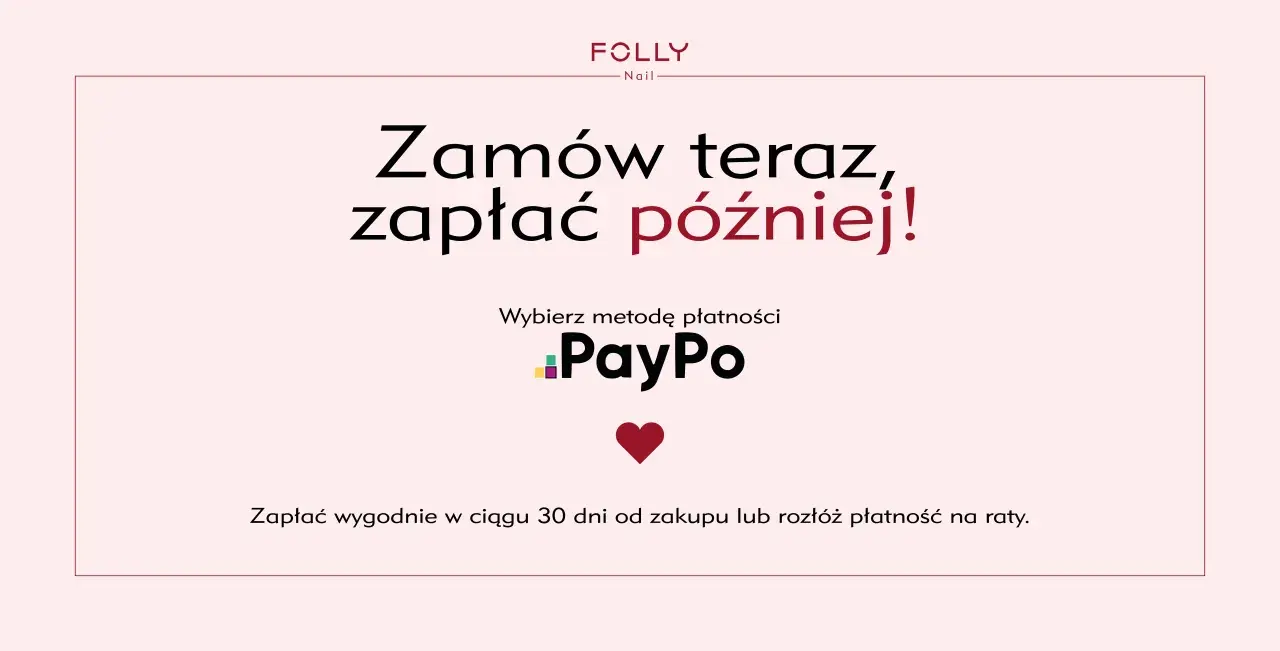 Zamów teraz, zapłać później z PayPo! Wybierz wygodną płatność w ciągu 30 dni lub na raty.