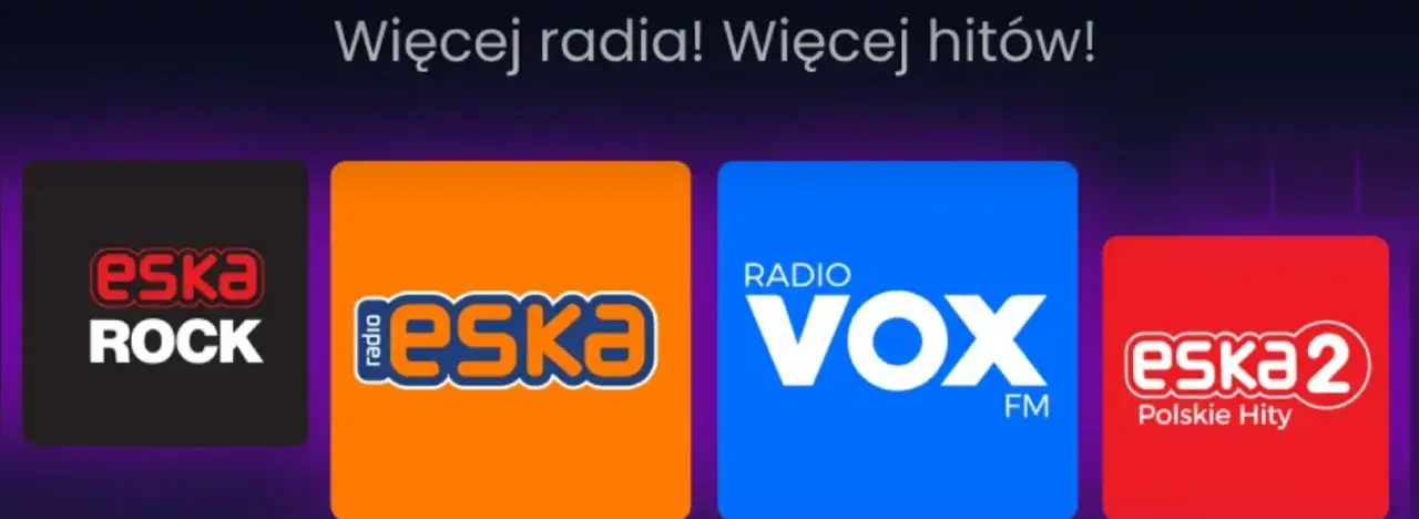 Logo Eska Rock, Eska, Radio VOX FM i Eska 2. Włącz ulubione rock radio i słuchaj hitów!