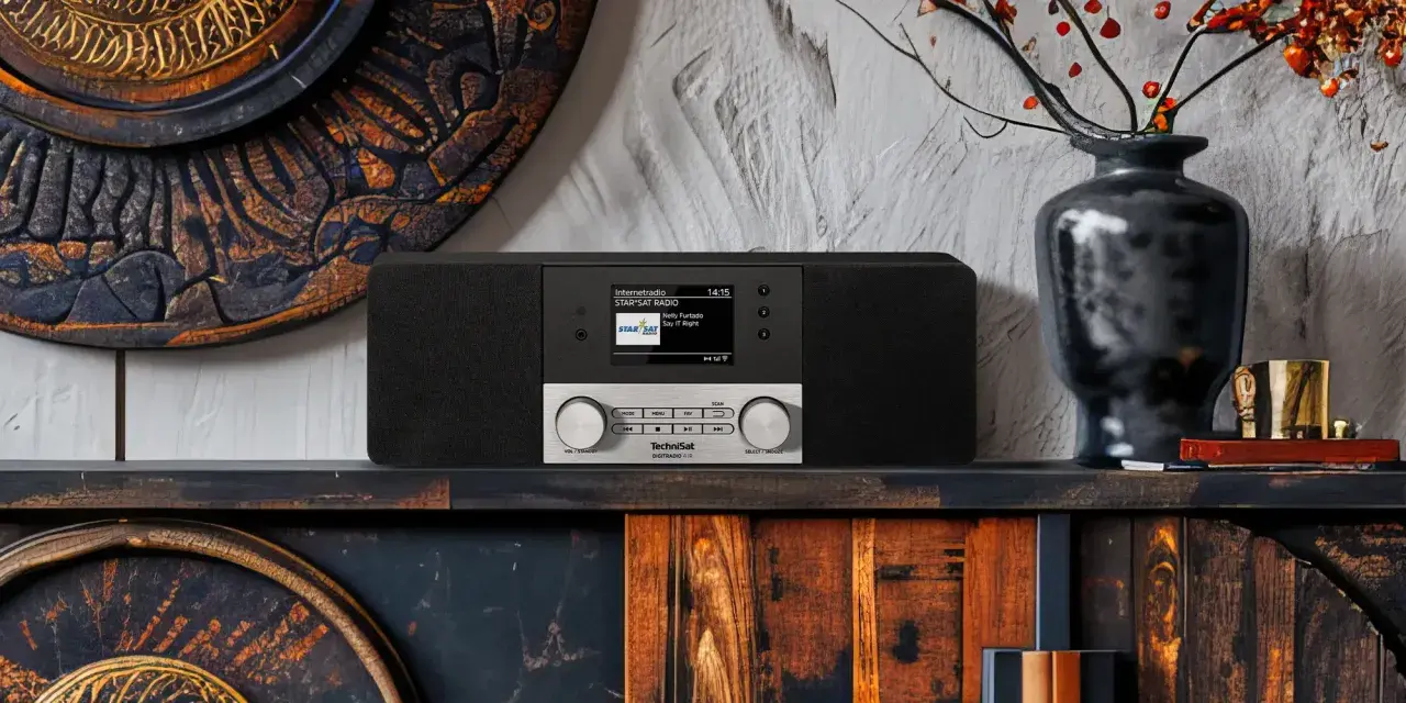 Eleganckie radio TechniSat z funkcją polskie radio internetowe, idealne do każdego wnętrza.