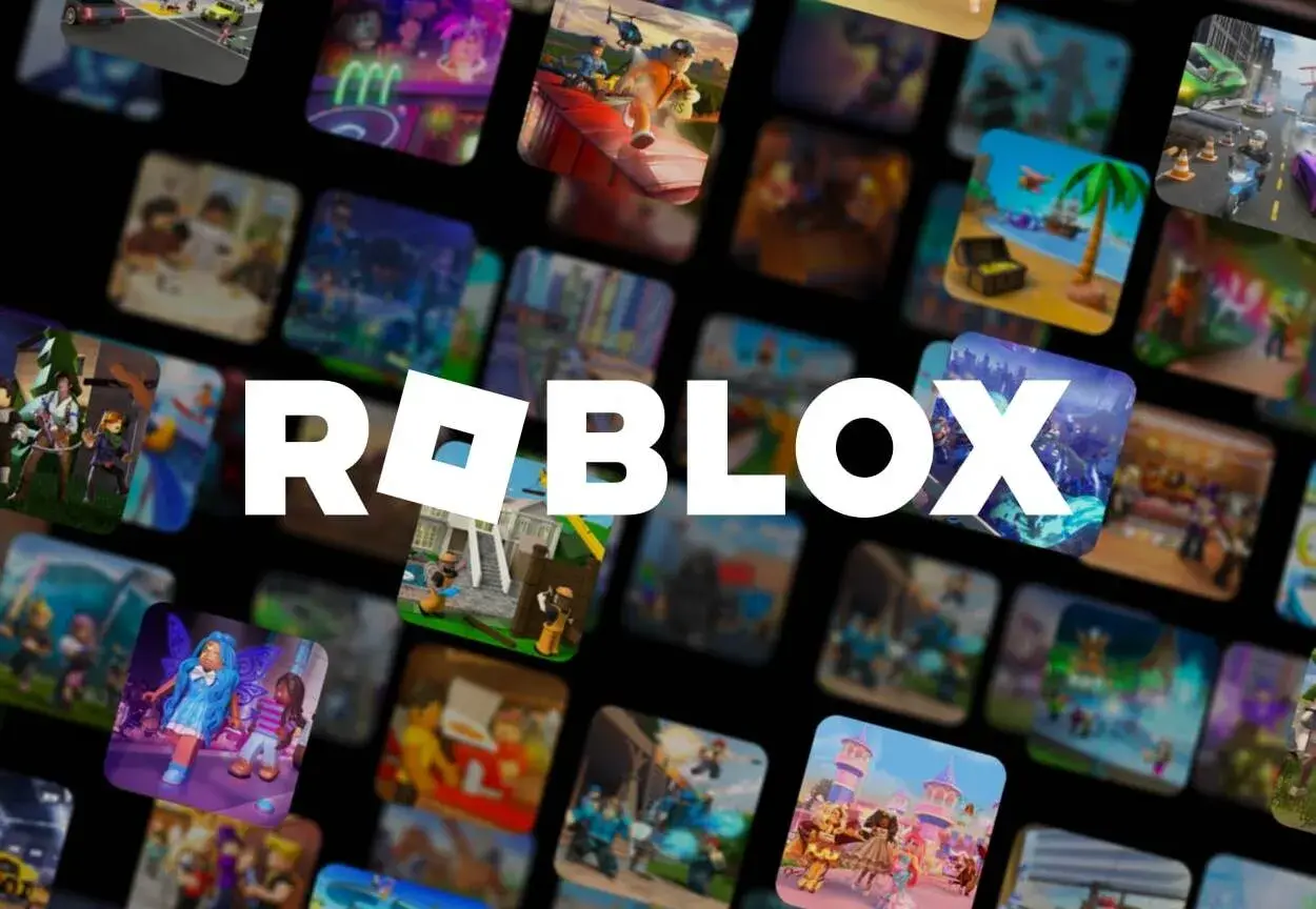 Logo Roblox otoczone miniaturkami gier. To najlepsza gra w roblox, pełna przygód i zabawy.