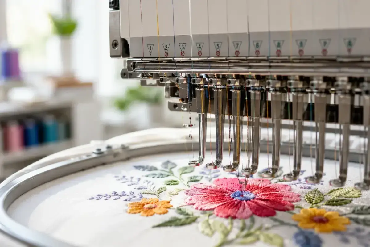 Macchine da ricamo professionali creano splendidi motivi floreali. Impara come ricamare con precisione e creatività.