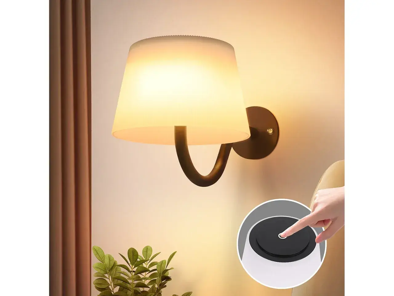 Lámpara de pared con interruptor táctil, ilumina tu espacio con un toque.