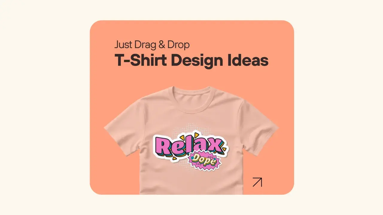 Idées de design de t-shirt : un t-shirt rose pâle avec le mot "Relax" en gros caractères roses et "Dope" en plus petit, style pop art.