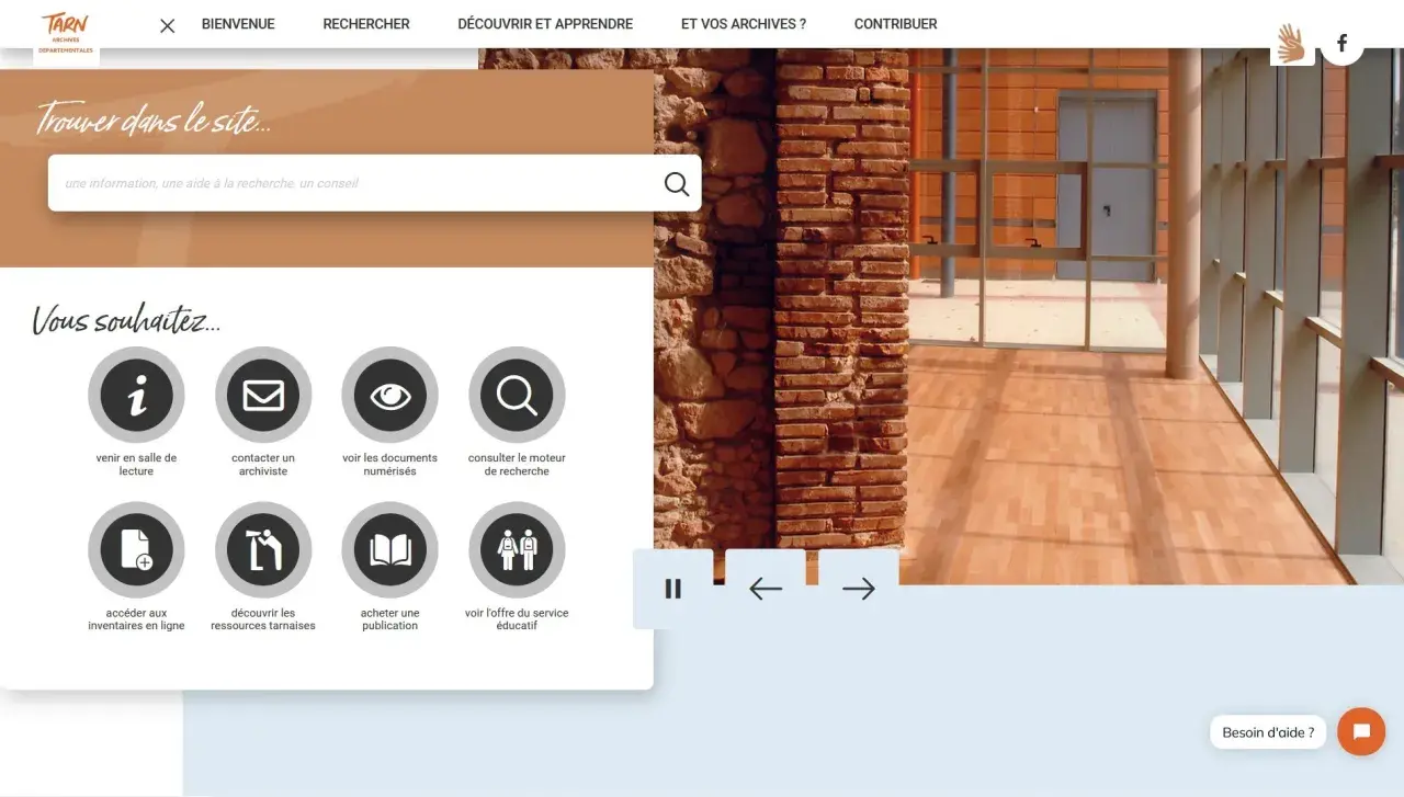 Le site des archives départementales du Tarn propose une recherche intuitive et des accès rapides aux ressources.