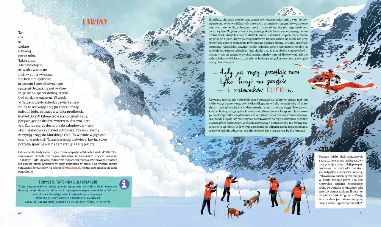 Zimowe Tatry od strony słowackiej. Ratownicy TOPR z psem lawinowym w akcji ratunkowej.