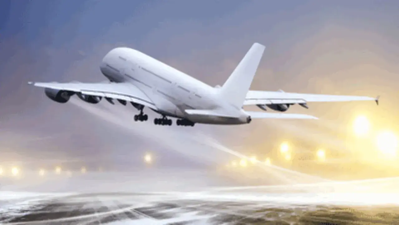 Ein großes weißes Flugzeug hebt ab. Wenn Sie wissen wollen, was tun gegen Flugangst, denken Sie an diesen Moment der Freiheit.