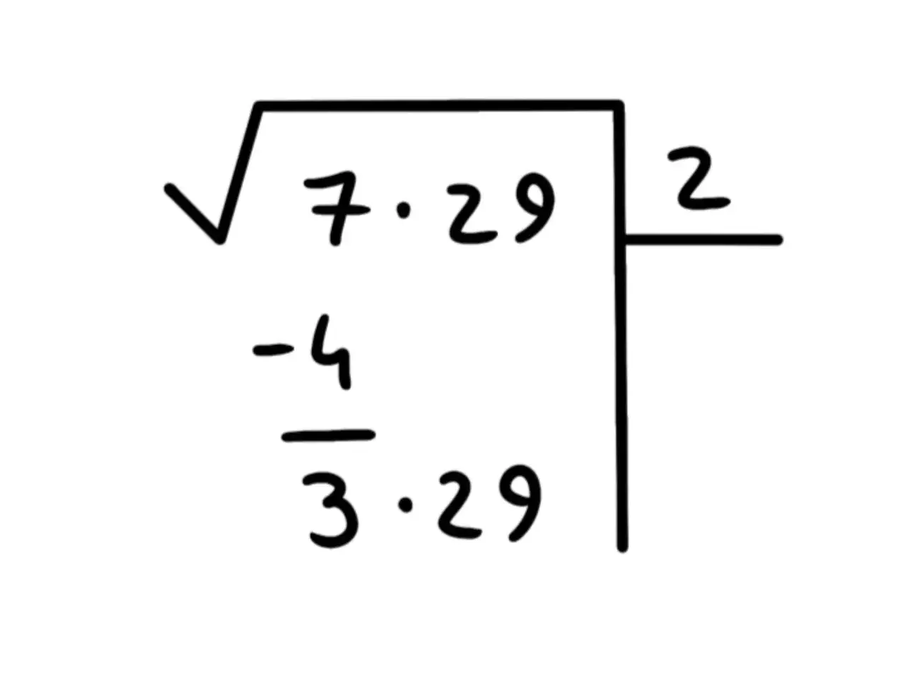 La formula radice quadrata mostra un calcolo complesso con numeri e operazioni.