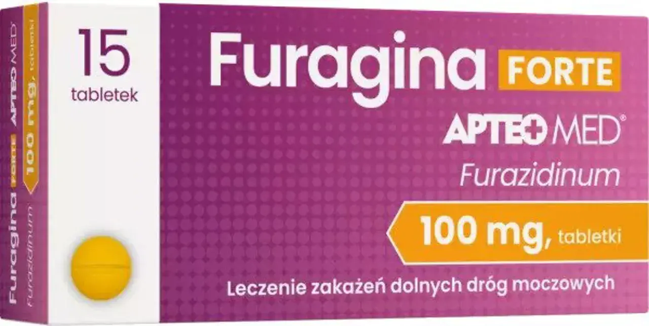 Furagina Forte 100 mg, 15 tabletek. Leczenie zakażeń dolnych dróg moczowych. Sprawdź furagina cena.