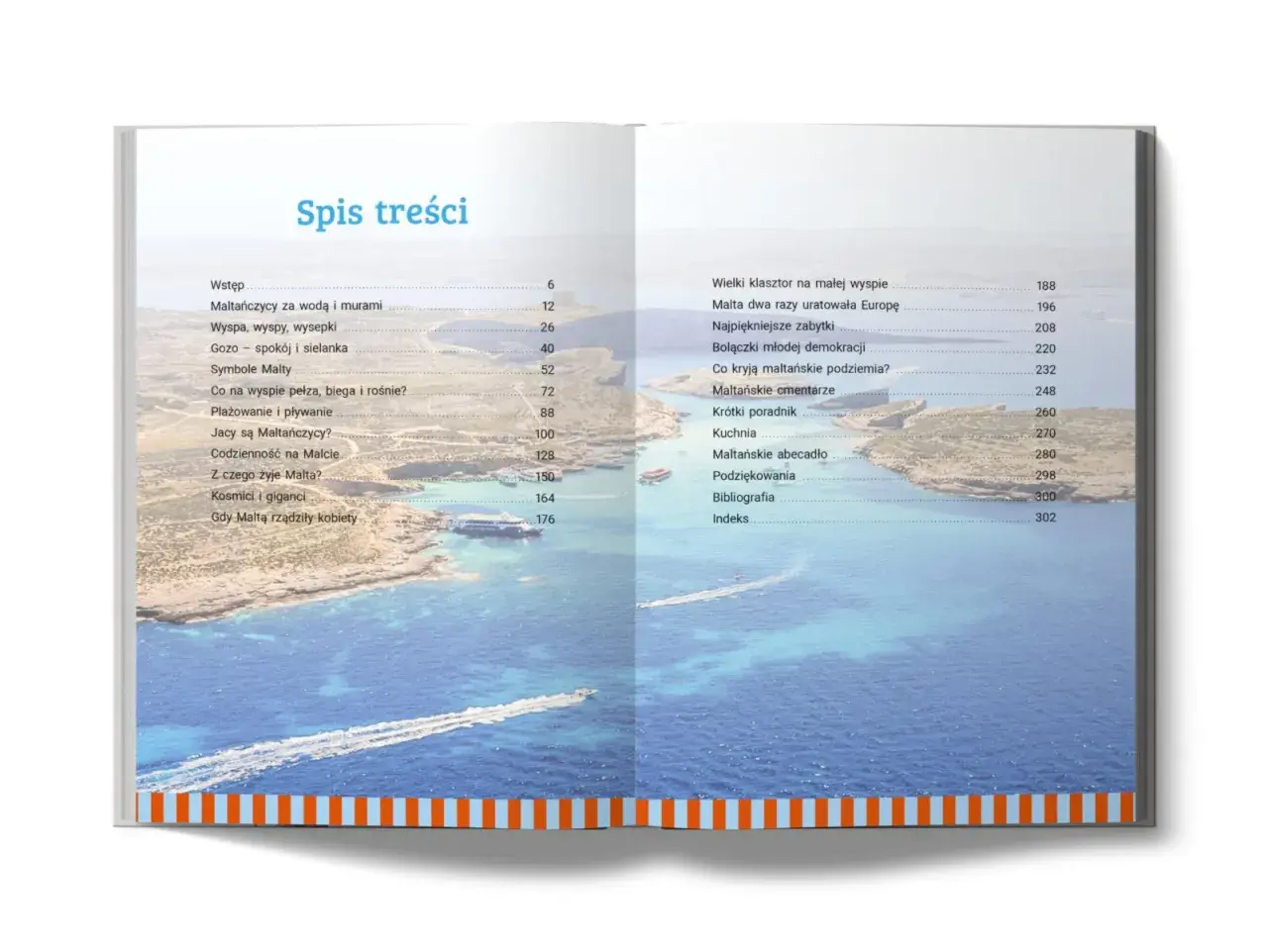 Spis treści książki o państwie Malta. Od wstępu, przez zabytki, po kuchnię i indeks.