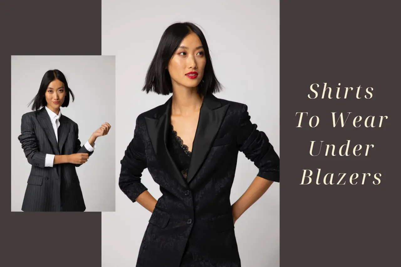 Idées de que mettre sous un blazer femme : chemise classique ou un top en dentelle pour un look chic.