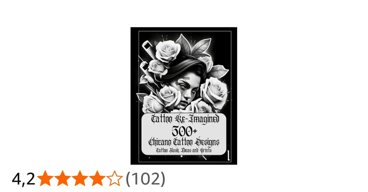 Diseño de chicana tattoo con rosas y una mujer, parte de "Tattoo Re-Imagined 500+ Chicano Tattoo Designs".