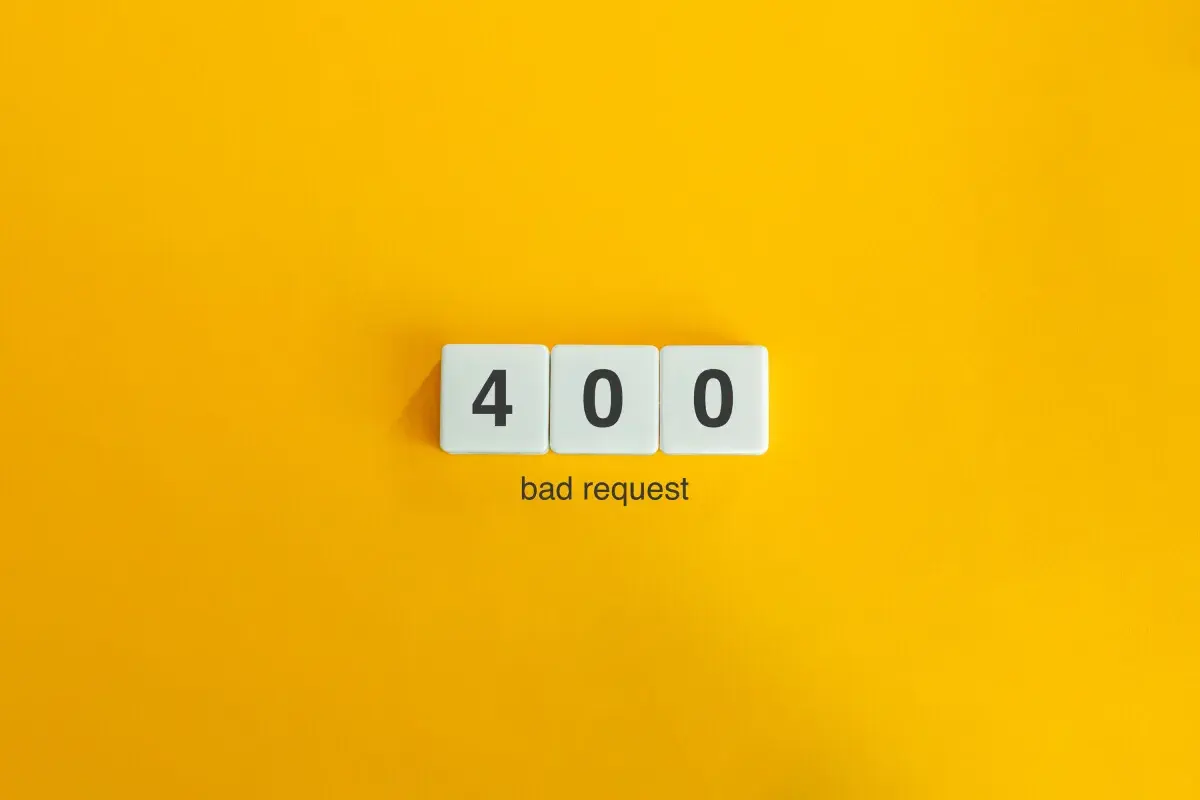 Błąd 400: "bad request" - nieudane zapytanie, jakby litery ułożyły się w ten komunikat.