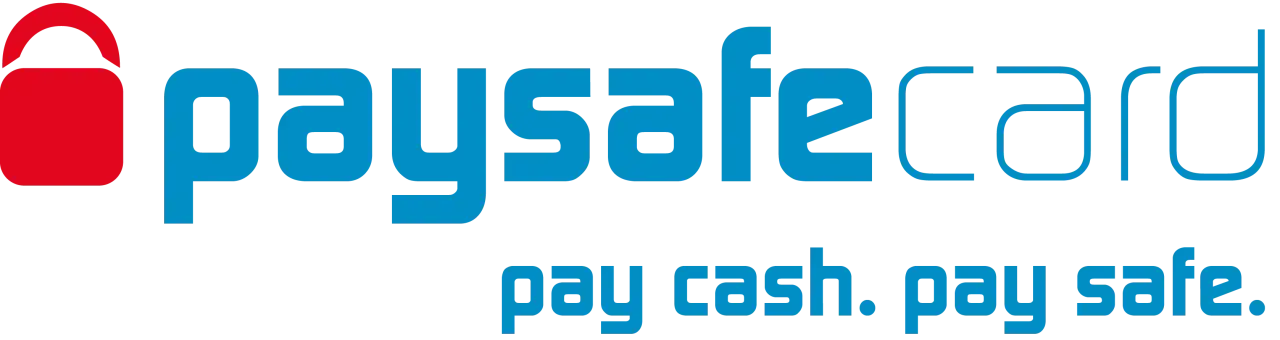 Logo paysafecard z hasłem "pay cash. pay safe.". Szybko i bezpiecznie kup paysafecard za sms.