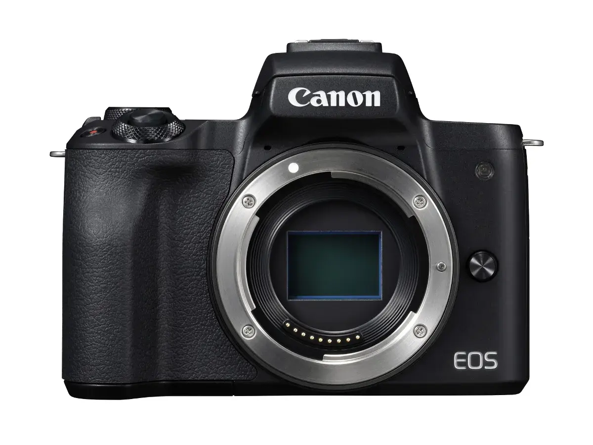 Czarny aparat Canon EOS M50 z widocznym sensorem. Idealny do uchwycenia każdej chwili.