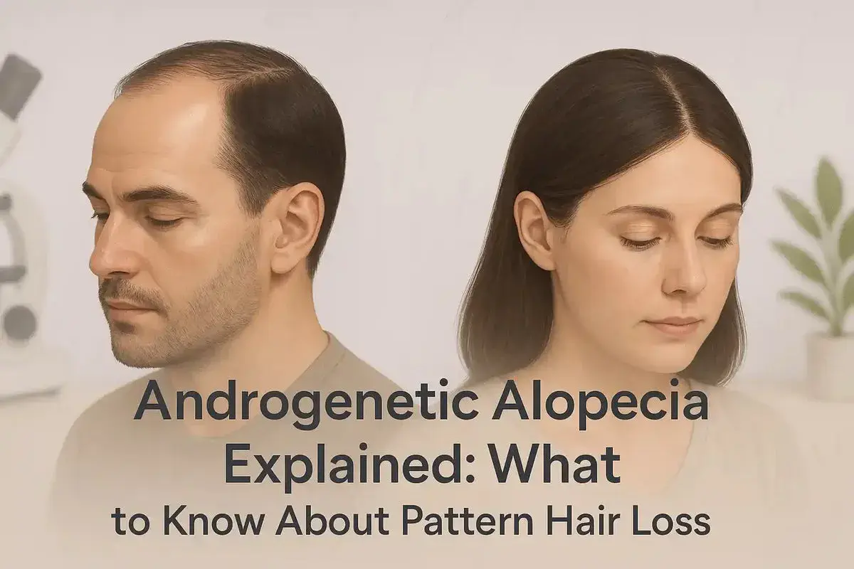 Hombre y mujer con alopecia androgenética, un tipo de pérdida de cabello común.