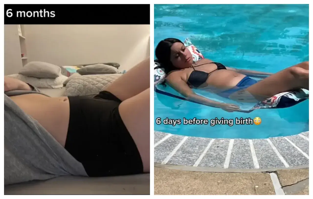 La gravidanza criptica: pancia a 6 mesi e poi, 6 giorni prima del parto, rilassata in piscina.